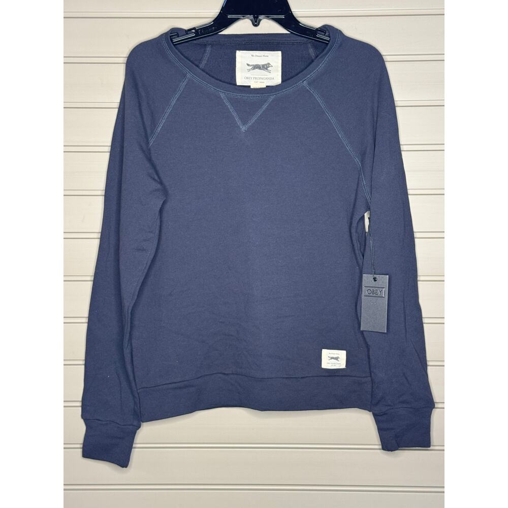 Obey Propaganda Classic Crew Men's Small Ombre Blue Pullover NWT